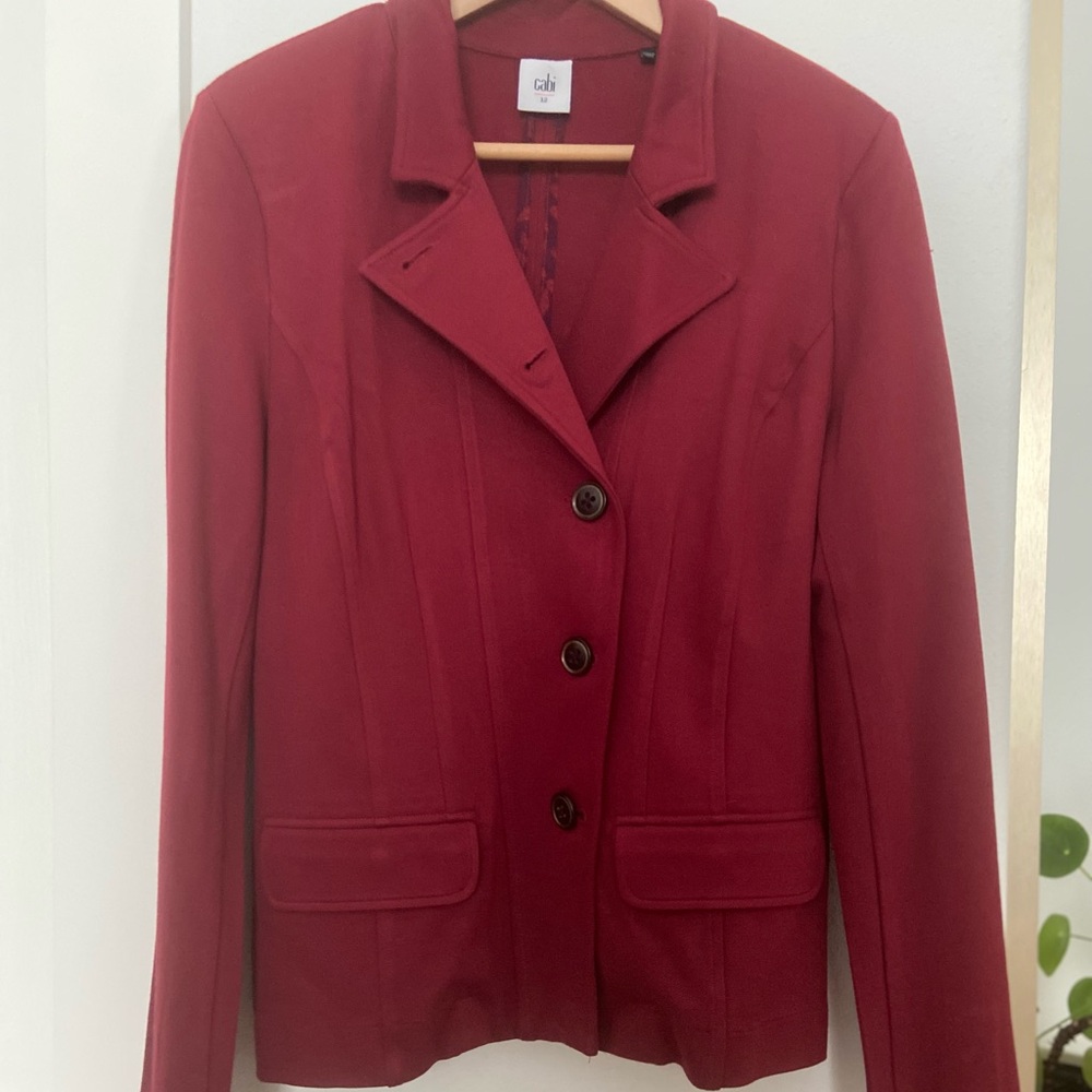 CAbi Merlot Red Women's Knit Blazer Size 12